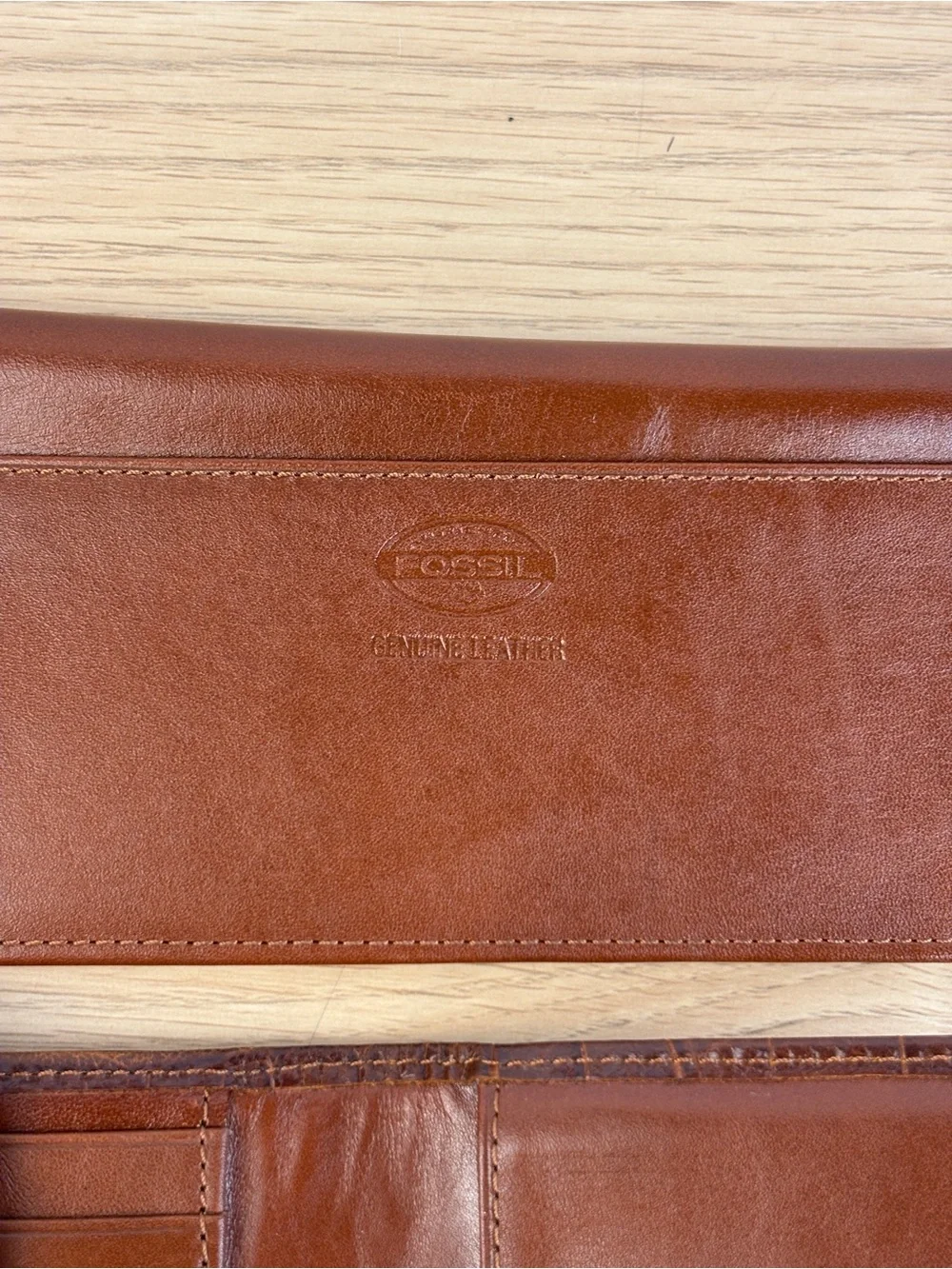 Vintage Y2K Croc-Embossed Brown‎ Fossil Continental Clutch Wallet NEW!